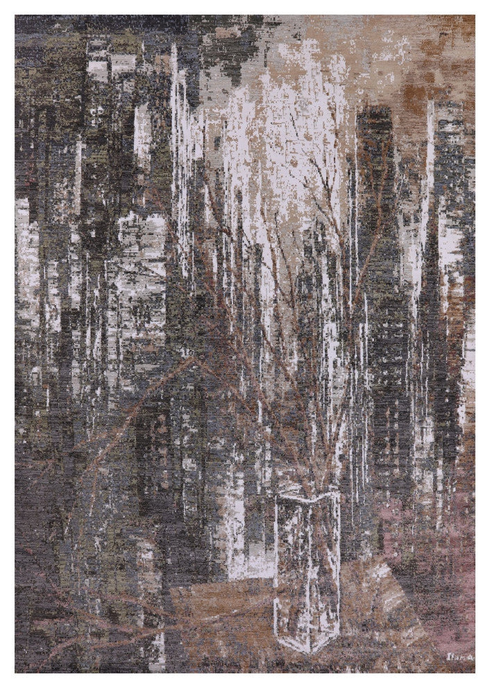 10' 1" X 14' 1" Modern Wool & Silk Handmade Rug - Q7207