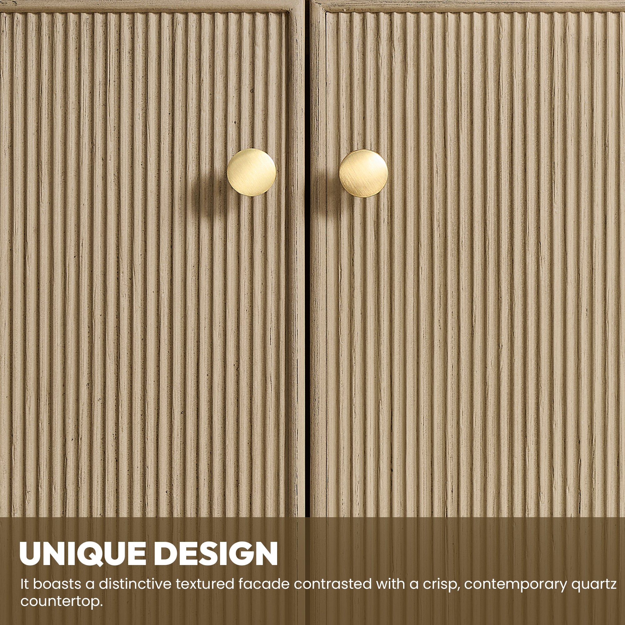 Oza Bath Vanity with Quartz Stone Top, Aged Natural Oak, 72", Double Vanity, No Mirror