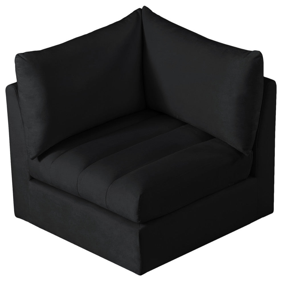 Jacob Velvet Upholstered Modular Corner Chair, Black