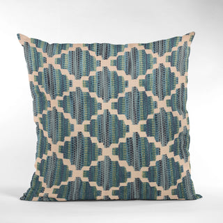 Plutus Blue Zig Zag Cut Diamond Luxury Throw Pillow, 24"x24"