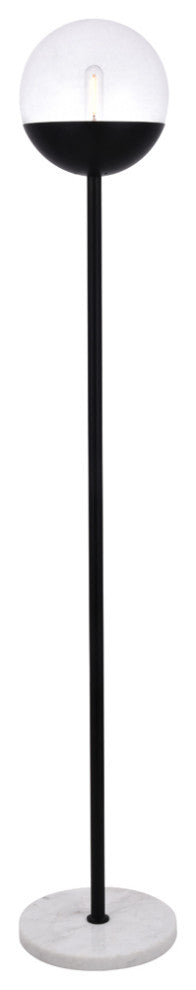 Eclipse 1 Light Floor Lamp, Black With Clear Glass