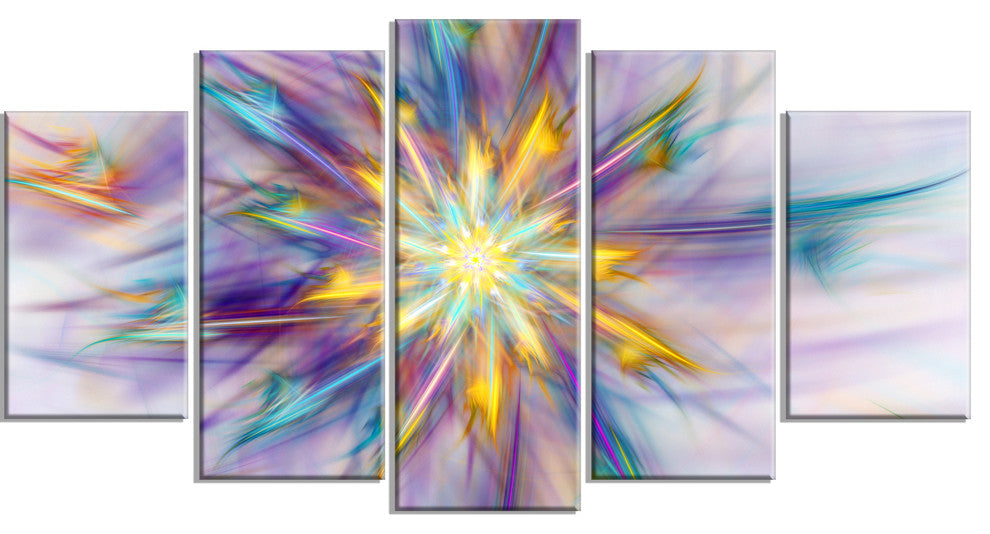 Large Exotic Colorful Flower, Large Floral Canvas Art Print, 60"x32", 5 Panels