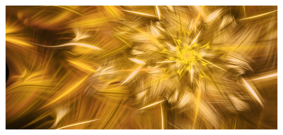 Exotic Dance of Golden Flower Petals, Large Floral Canvas Art Print, 60"x28"