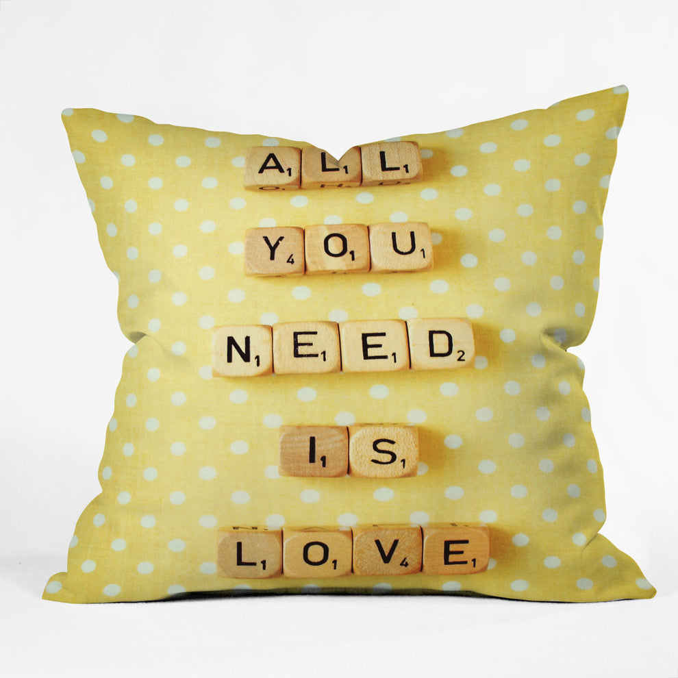 Happee Monkee All You Need Is Love 1 Outdoor Throw Pillow