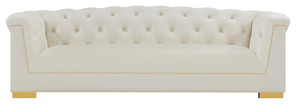 Farah Velvet Sofa, Cream