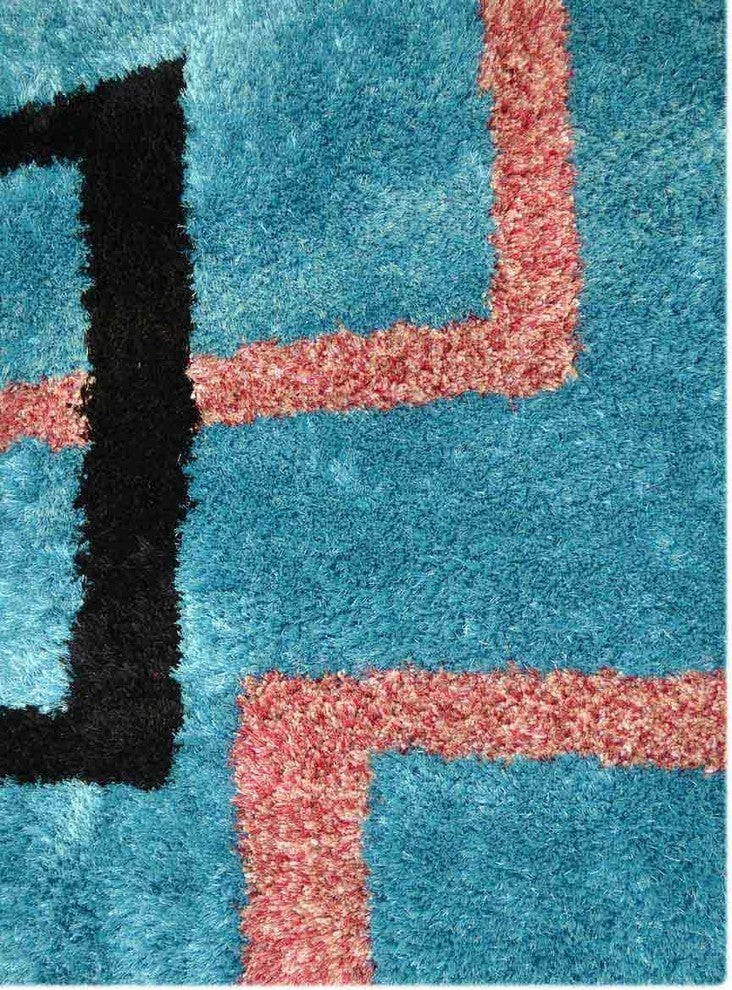 Hand Tufted Oriental Shaggy Geometric Area Rug, Multi, 8x10'