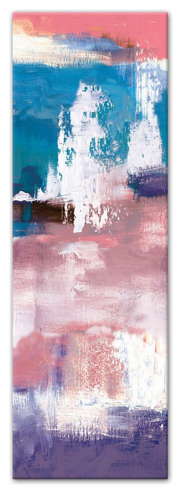 Teal and Pink Brush Strokes 20x60 Canvas Wall Art