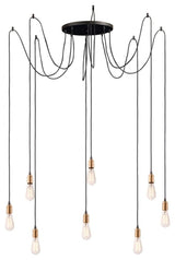Maxim Lighting Early Electric 8-Light Pendant, Black/Antique Brass
