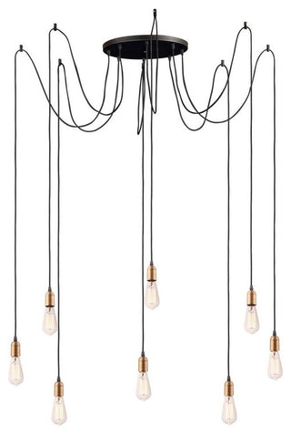 Maxim Lighting Early Electric 8-Light Pendant, Black/Antique Brass