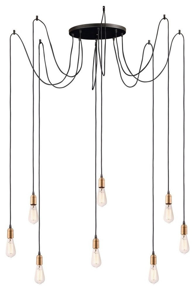 Maxim Lighting Early Electric 8-Light Pendant, Black/Antique Brass