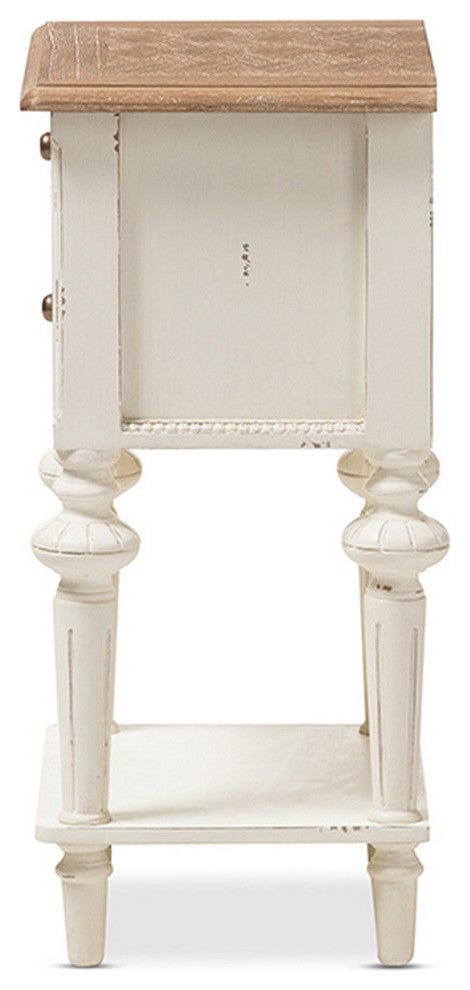 Urban Designs Weathered Oak White Wash Distressed Finish Two-Tone Nightstand