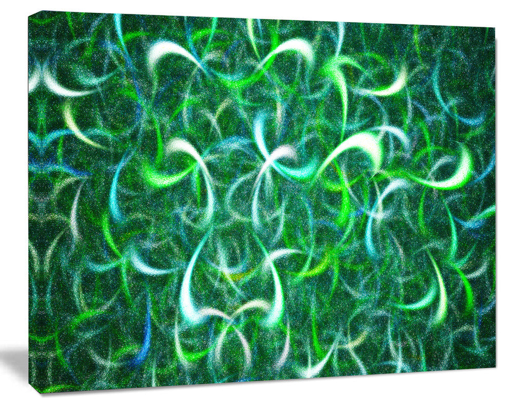 Dark Green Watercolor Fractal Art, Abstract Art on Canvas, 20x12