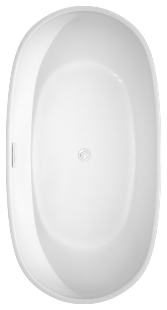 Rebecca 60 to 70" Freestanding Bathtub with options, Shiny White Trim, 60 Inch, No Faucet