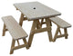 Pressure Treated Pine Picnic Table With 2 Benches, Unfinished, 4 Foot, With Umbrella Hole