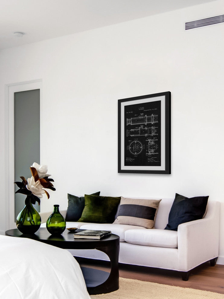 "Telescope 1891 Black Paper" Framed Painting Print