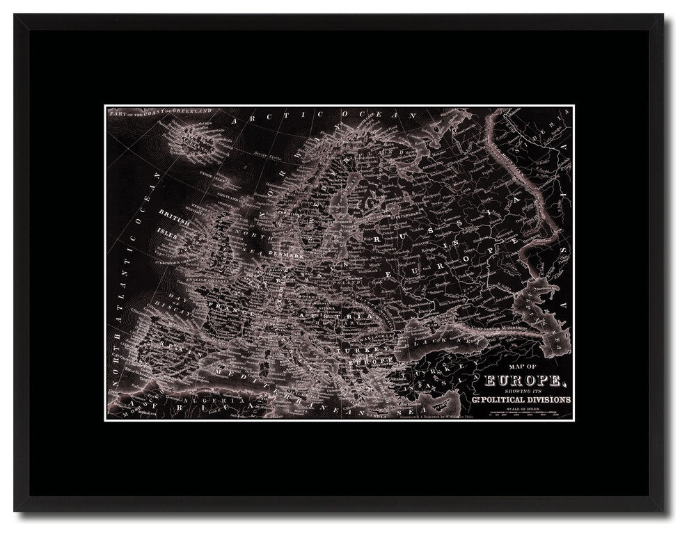 Europe Vintage Vivid Sepia Map Canvas, 16"x21"