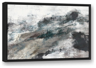 Blue Abstract 30x20 Black Floating Framed Canvas