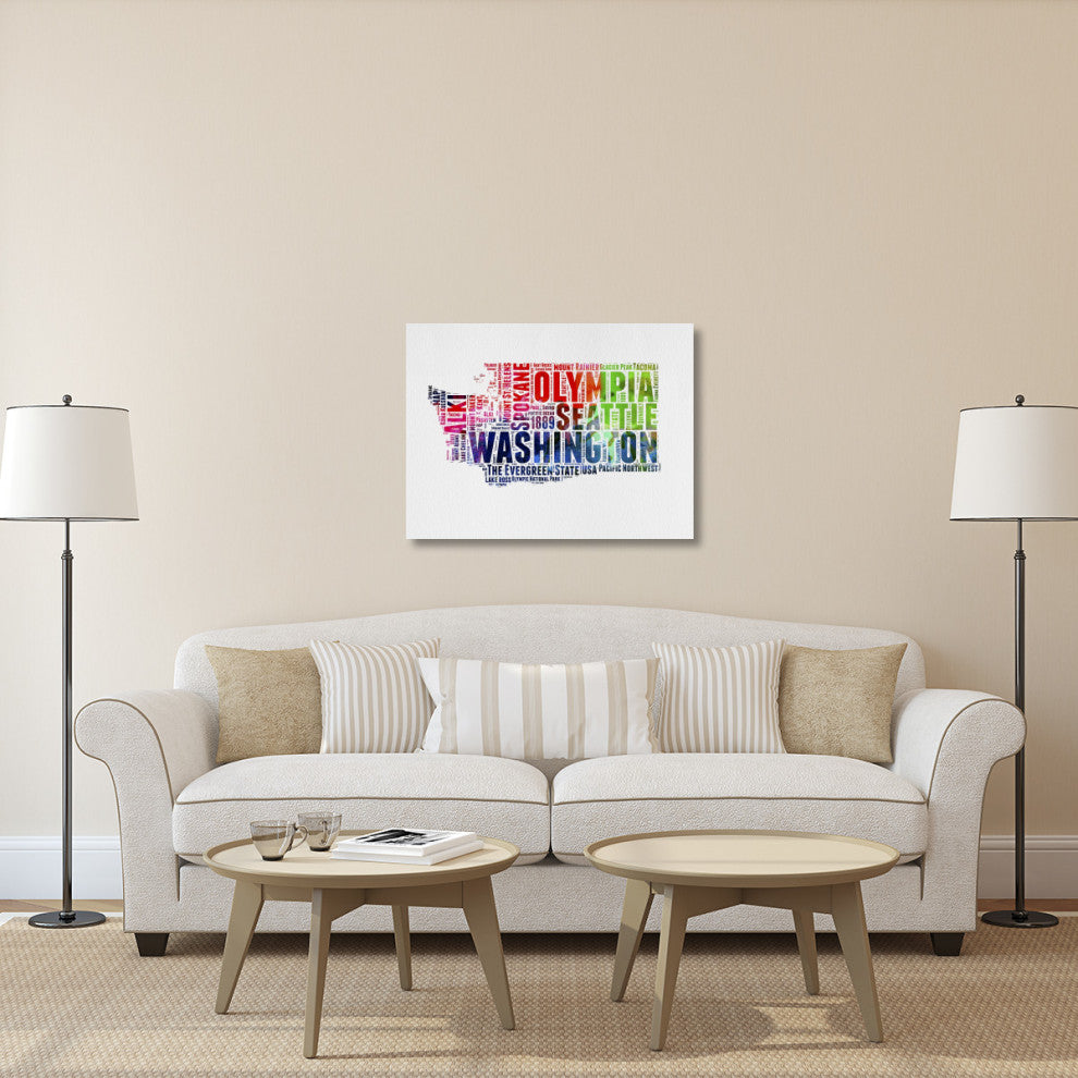 "Washington Watercolor Word Cloud" Fine Art Print