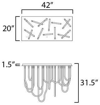 ET2 E24989 Soleil 42"W Flush Mount Linear Ceiling Fixture - Natural Aged Brass