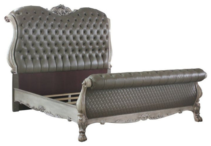 Jazlyn Ornamental Baroque Standard Bed, Vintage Bone White, Queen
