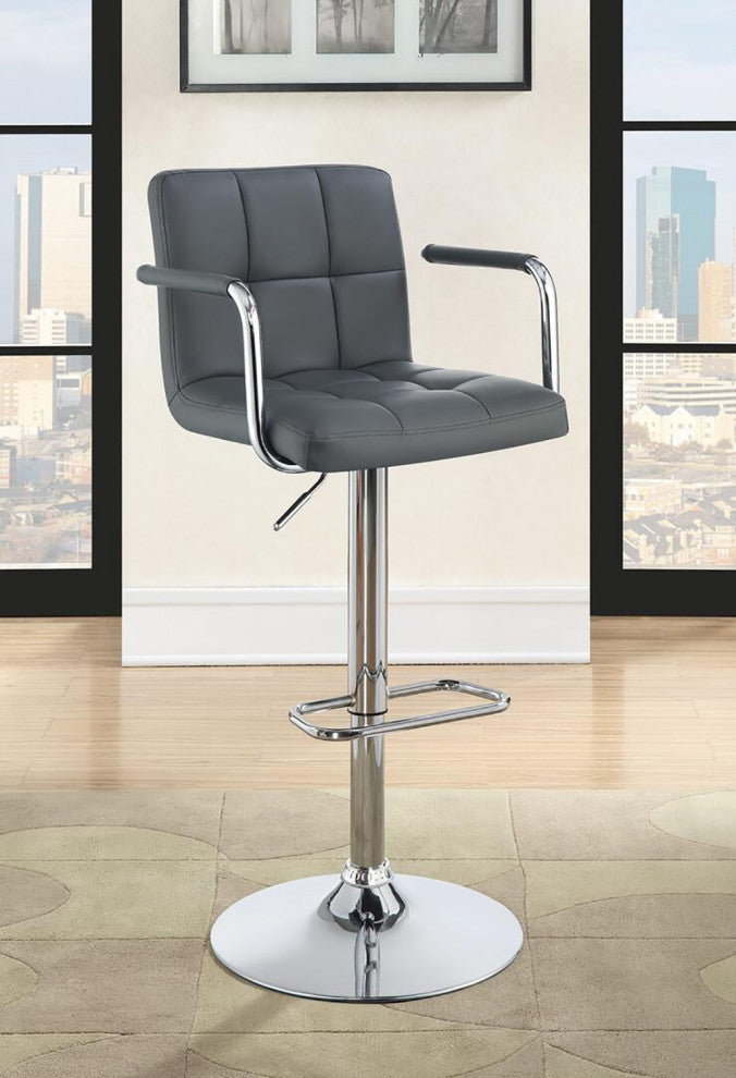 Faux Leather Adjustable Bar Stool, Gray