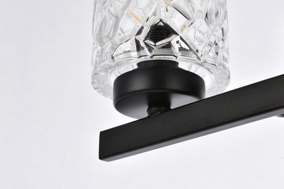 Conor 4-Light Bath Sconce, Black With Clear Shade