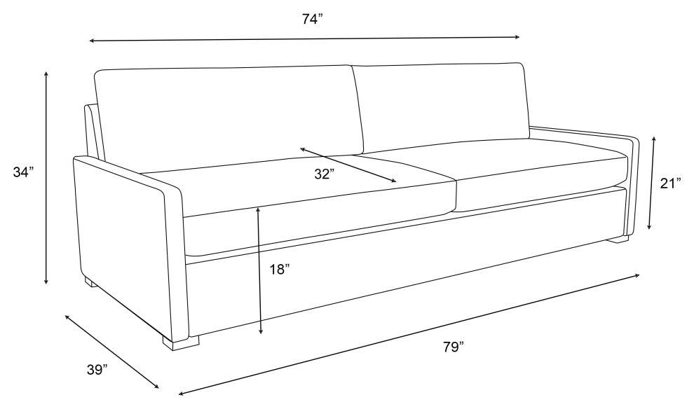 Nativa Interiors Kimpton 79" Sofa, Brown, Depth: Deep Plush