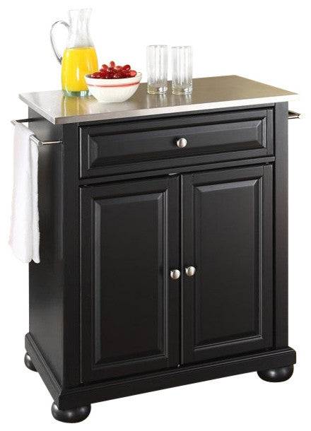 Alexandria Stainless Steel Top Portable Kitchen Island