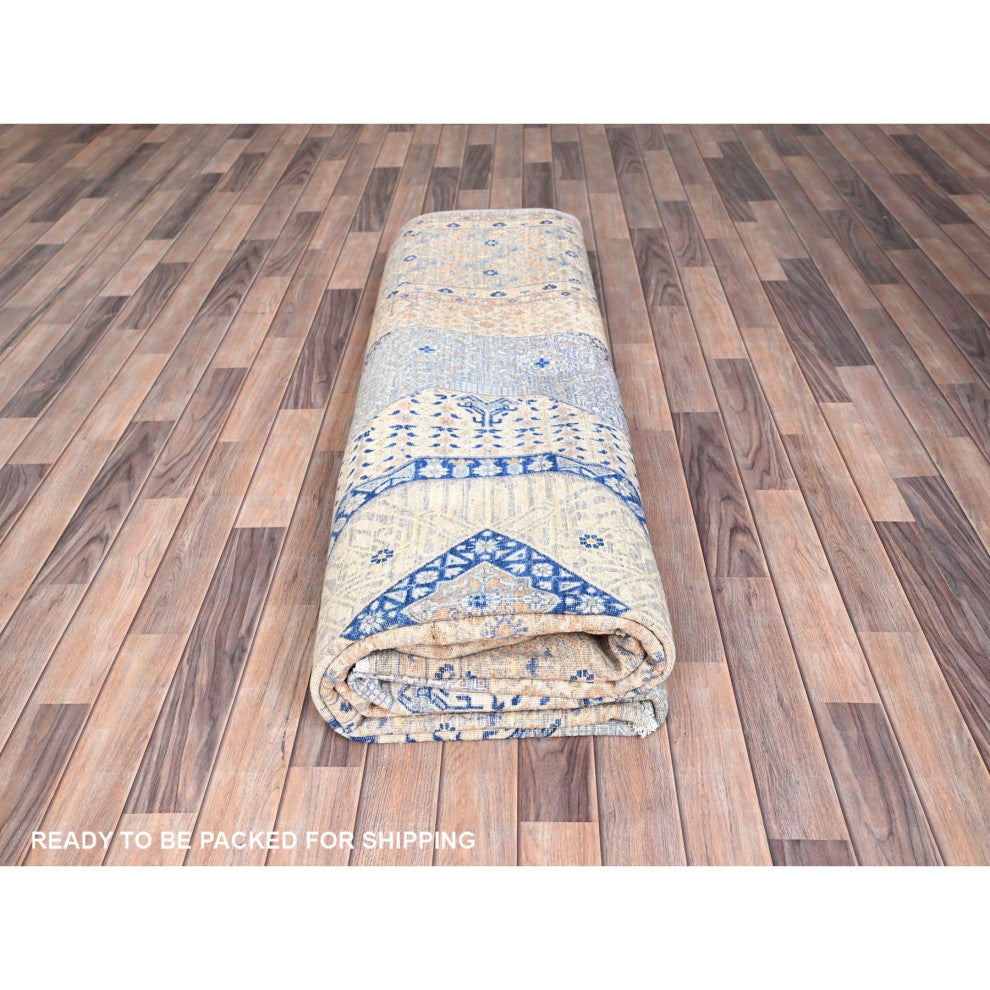 Almond Brown Mamluk Design 200 KPSI Soft Wool Hand Knotted Rug 9'10"x13'10"