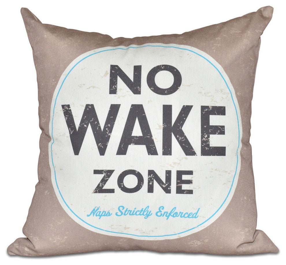 18"x18" Nap Zone, Word Print Pillow, Beige And Taupe