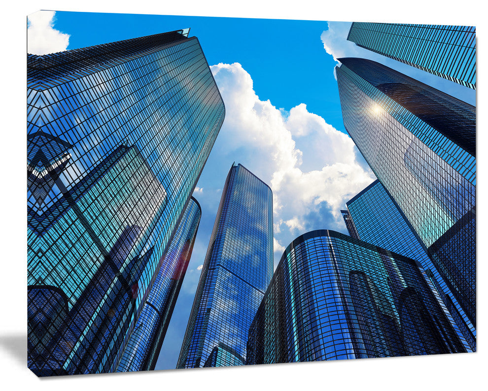 Elevated Business Buildings, Large Cityscape Canvas Art Print, 60x40