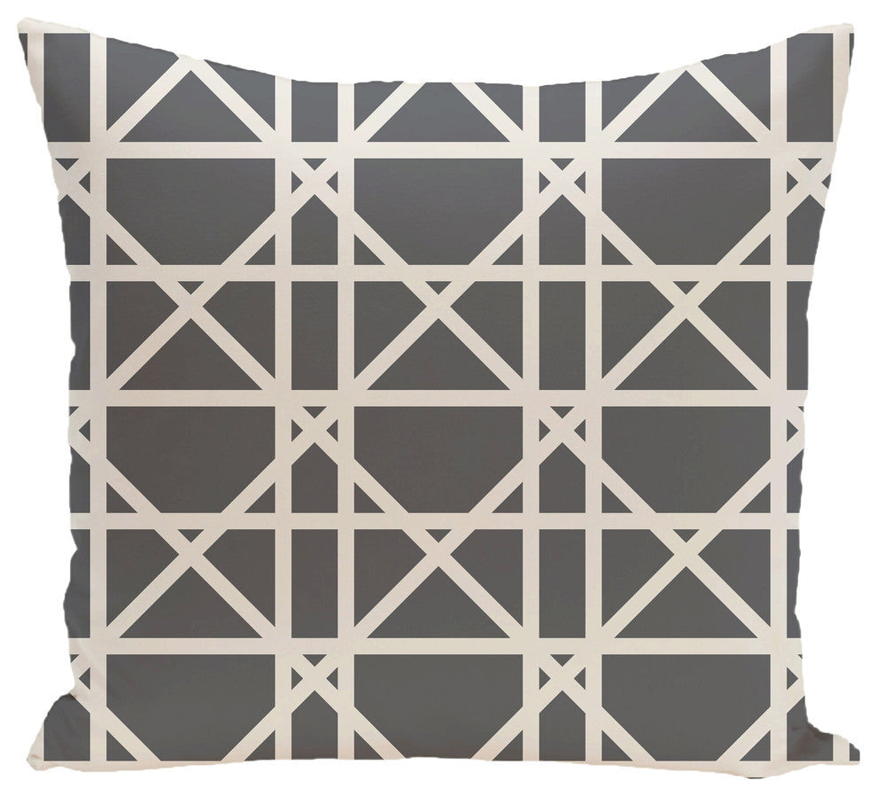 Trellis Geometric Print Pillow, Gray, 18"x18"