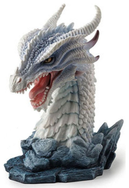 Horned Azure Dragon Bust Statue