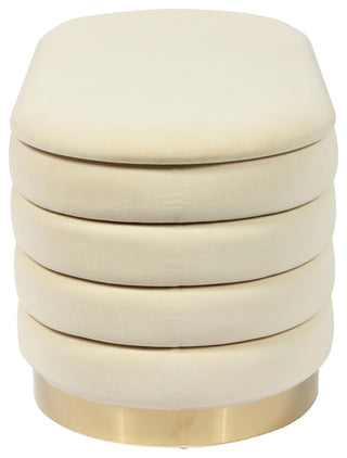 Lillian Cream Velvet Storage Bench - Cream