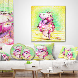 Cute Hippo Goes Swimming Abstract Throw Pillow, 16"x16"