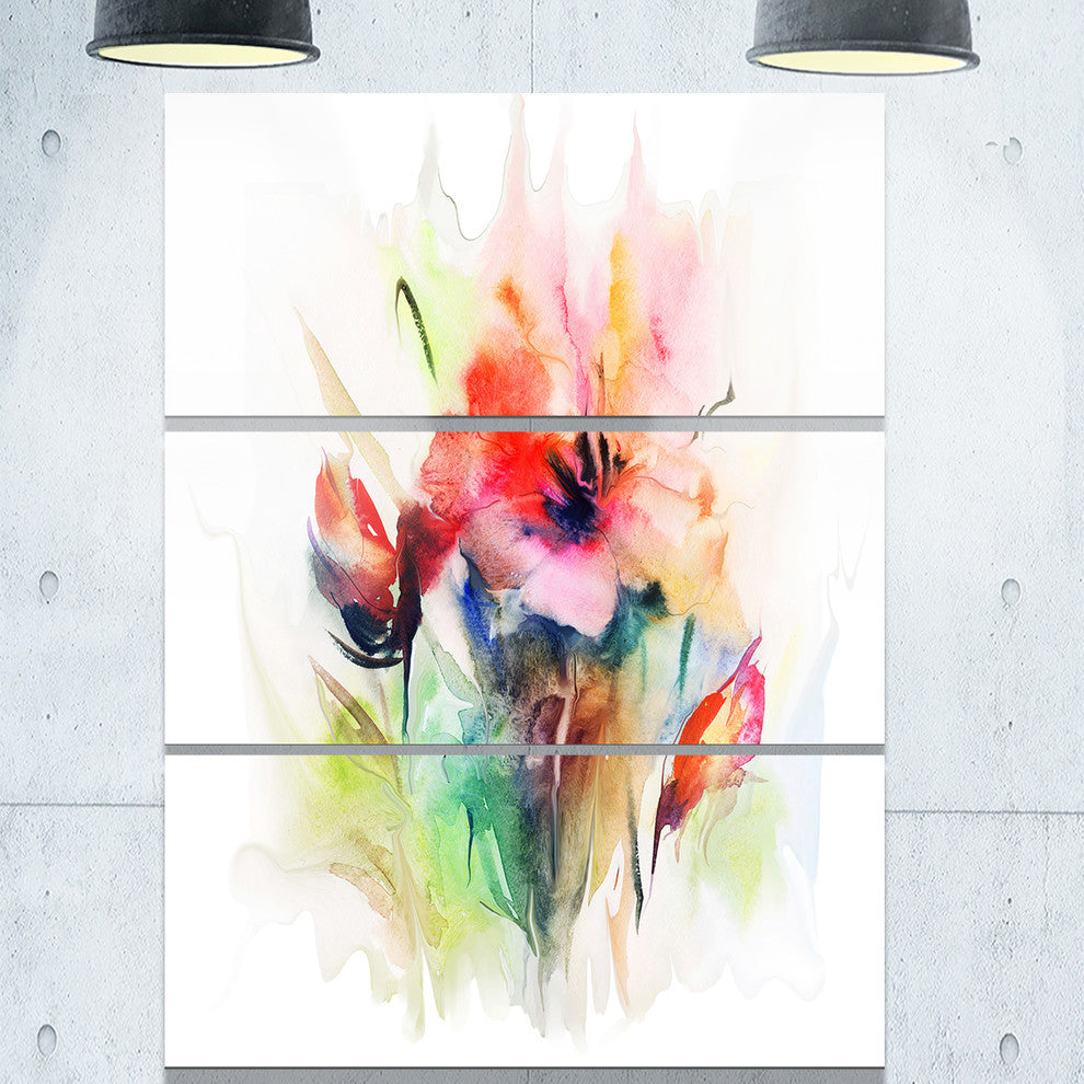 "Floral Watercolor Illustration" Metal Wall Art, 3 Panels, 28"x36"