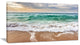 "Crystal Clear Blue Foaming Waves" Seashore Canvas Wall Art, 32"x16"