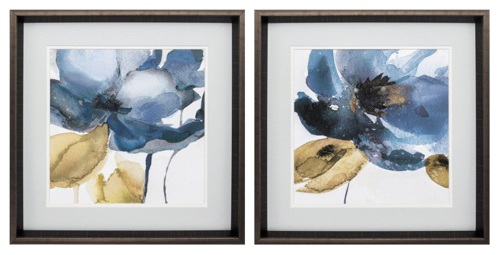 18" X 18" Brushed Silver Frame Blue Note (Set Of 2)