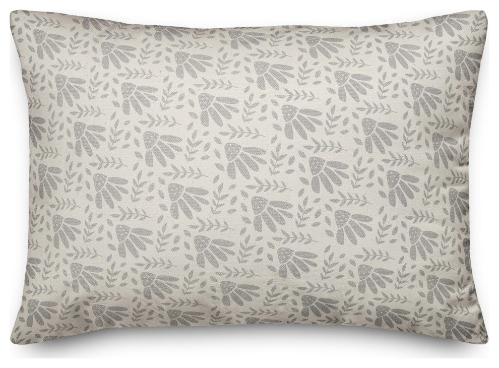 Simple Gray Florals 14x20 Spun Poly Pillow