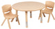 33" Round Natural Plastic Height Adjustable Activity Table Set with 2 Chairs