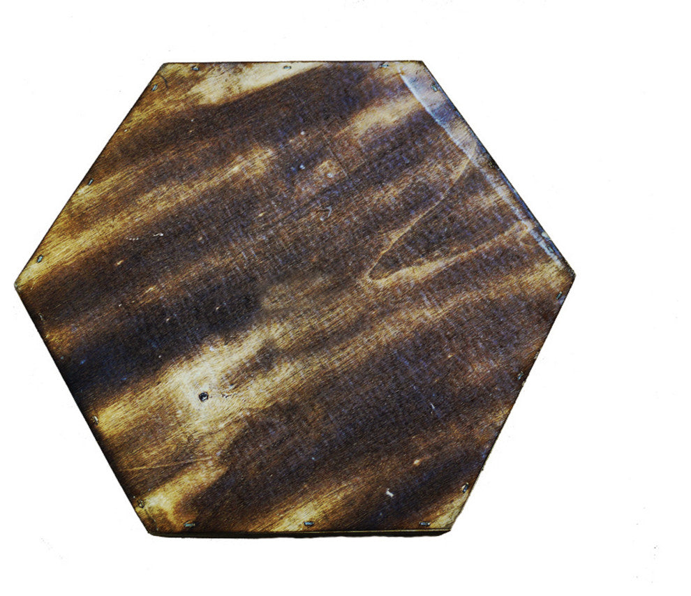 11.8" Brown Wash Hexagon Wood Crate, Set of 3