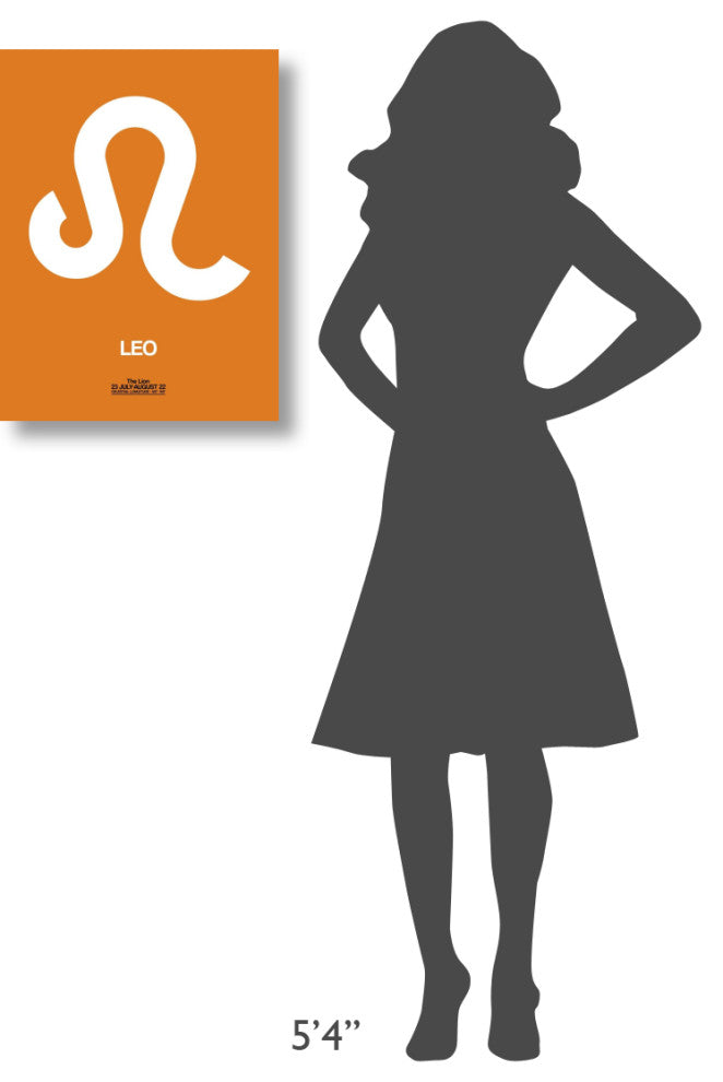 "Leo Zodiac Sign White on Orange" Fine Art Print