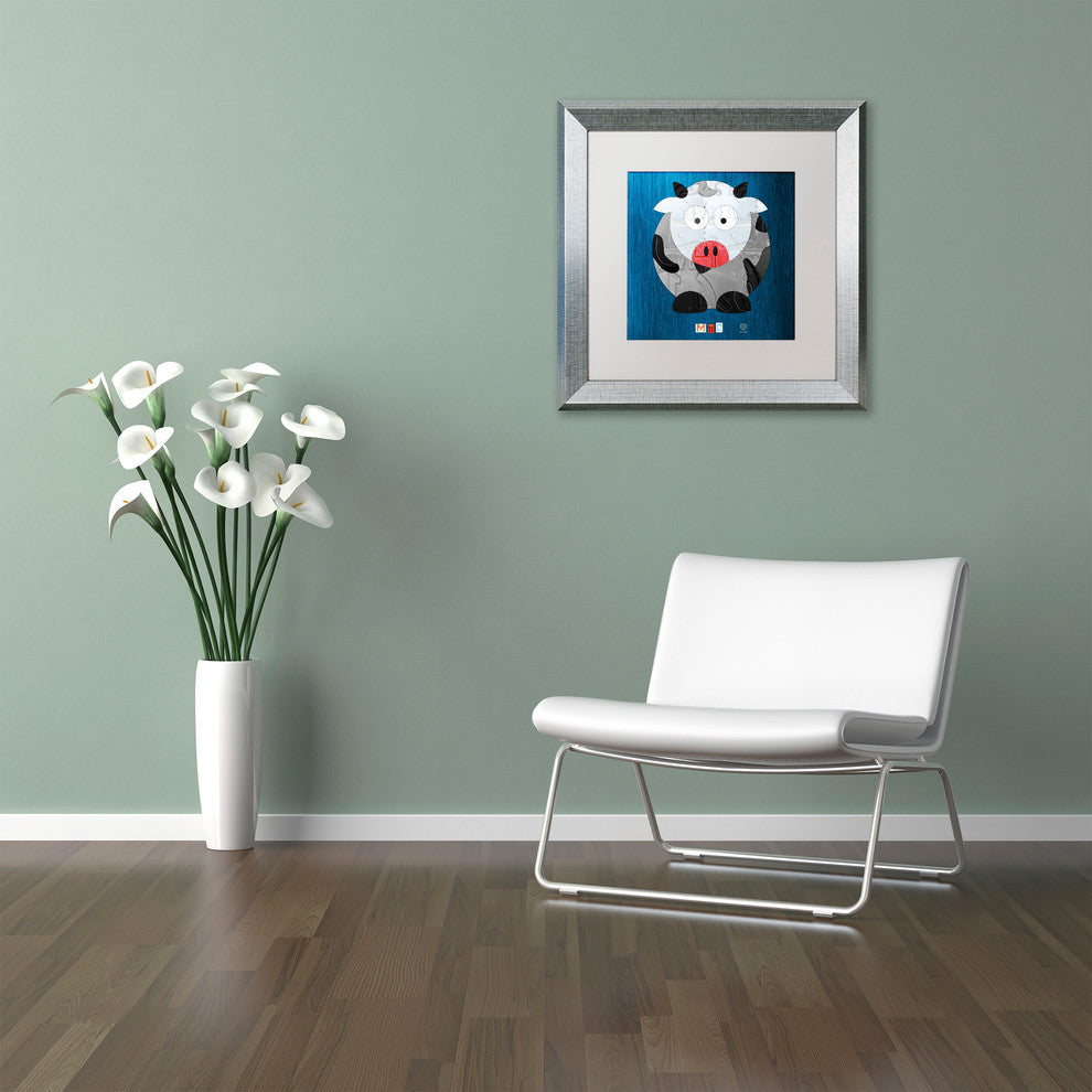 "Moo The Cow" Silver Framed Canvas Art by Design Turnpike