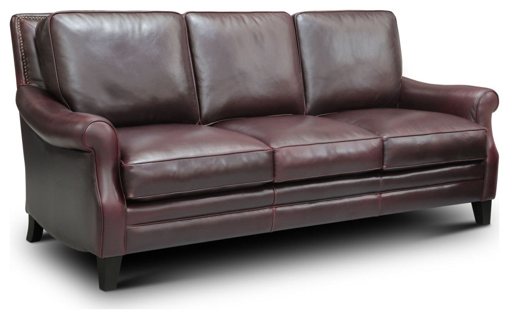 Adriana 100% Top Grain Leather Traditional Sofa