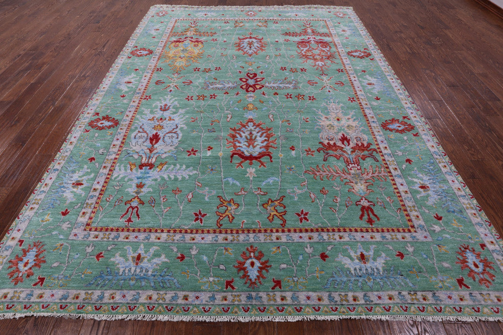 Turkish Oushak Handmade Wool Rug 9' 1" X 12' 1" - Q13379