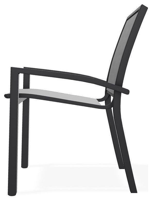 Kendall Sling Stackable Outdoor Dining Chair, Collect Charcoal/Black