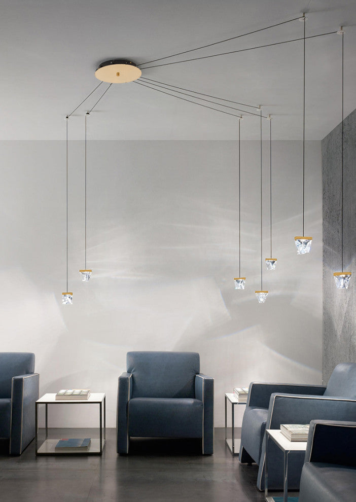 Gold Metal Chandelier With Clear Crystal