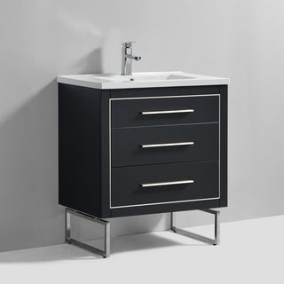 Sherwood 30" Single Vanity Set, Charcoal, Chrome Trim, Floating Only