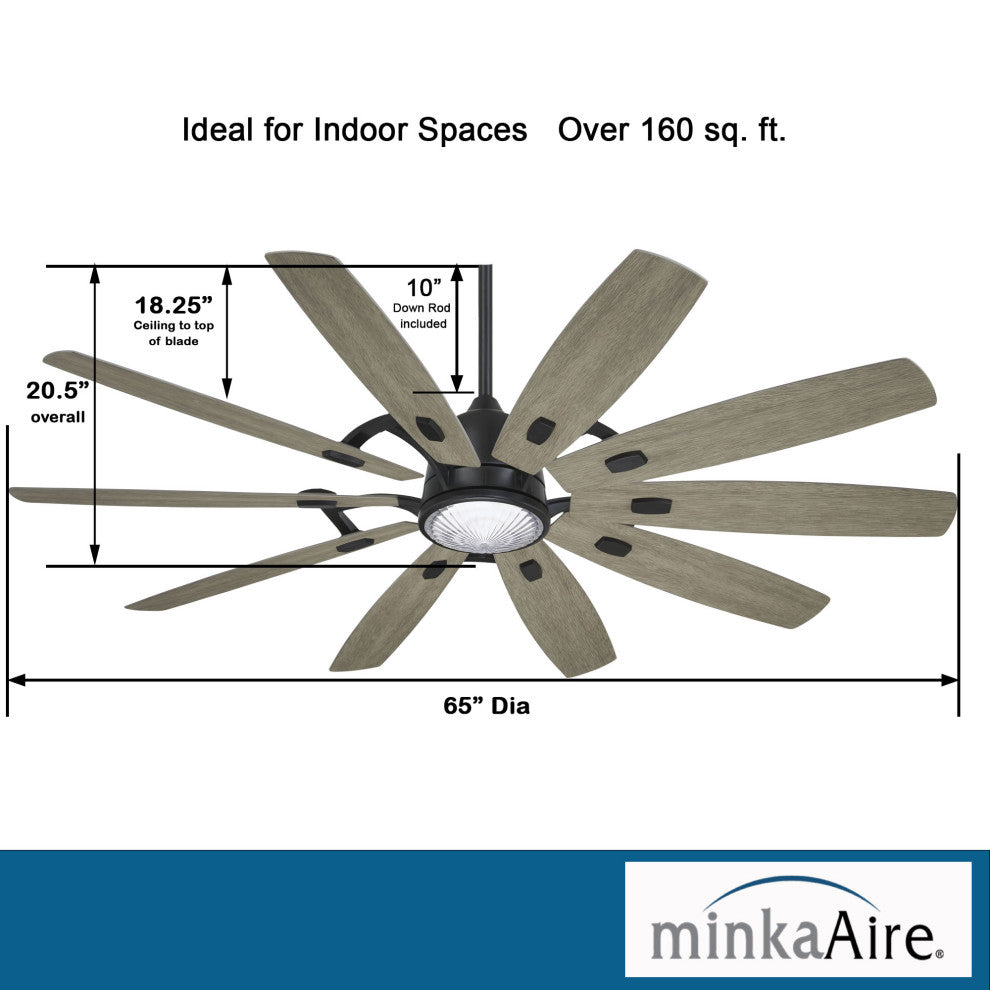 Minka Aire Barn 65" LED Ceiling Fan, Coal