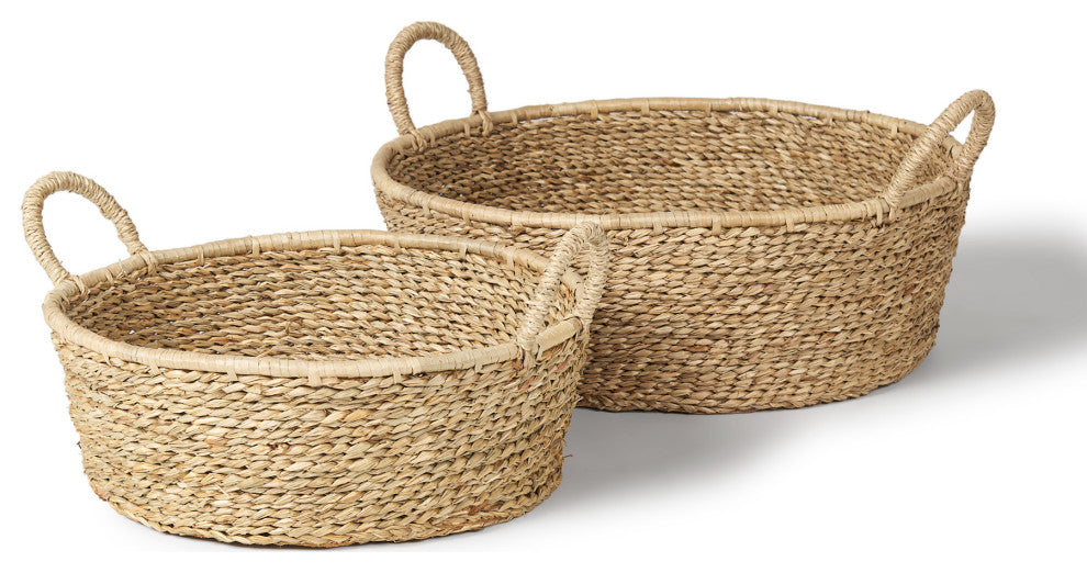 Ayanna Set of 2 Deep Nesting Seagrass Baskets With Handles